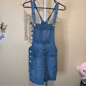 Madewell Blue Denim Short Overalls